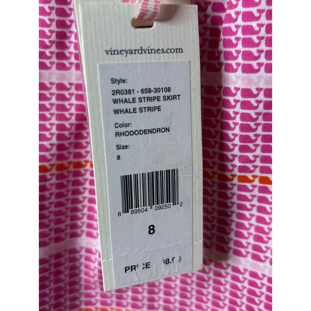 Vineyard Vines Womens Whale Stripe Skirt Rhododendron Pink Orange Mini Sz 8 NEW - Picture 3 of 5
